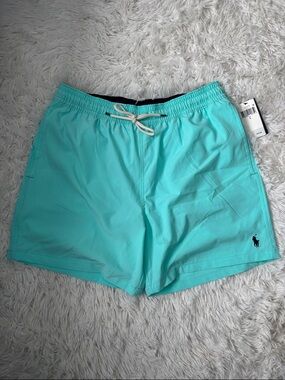 Polo by Ralph Lauren Men's Aqua/Turquoise Swim Trunks